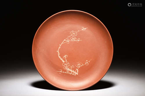 YIXING ZISHA 'PLUM FLOWERS' DISH