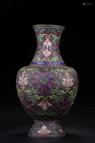 CLOISONNE ENAMELED 'FLOWERS' VASE