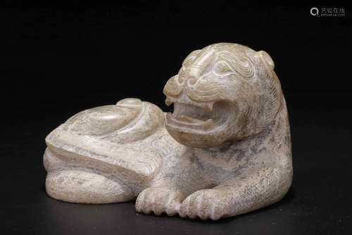 JADE CARVED 'TIGER' FIGURE