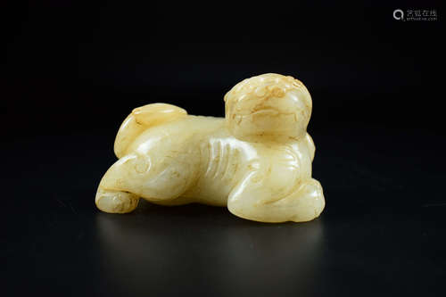 HETIAN JADE CARVED 'MYTHICAL BEAST' FIGURE