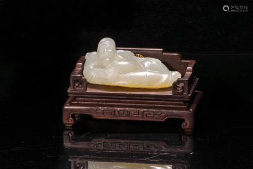 JADE CARVED 'GOD OF WEALTH' FIGURE