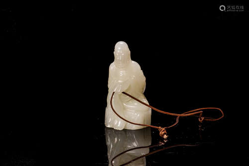 JADE CARVED 'LUOHAN' FIGURE