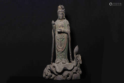 XIANGZHANG WOOD CARVED 'GUANYIN' FIGURE