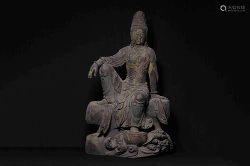 XIANGZHANG WOOD CARVED 'GUANYIN' FIGURE