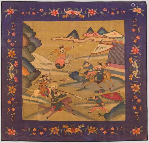 A Kesi Textile Panel with Battle Scene, China.