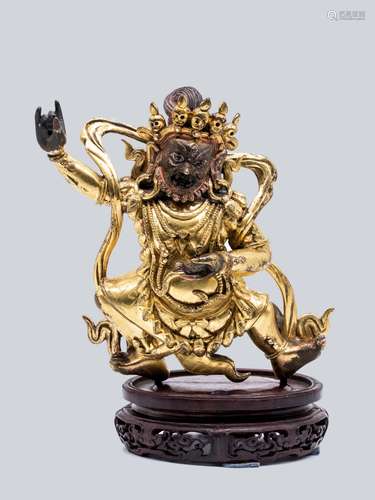 A Gilt Bronze Figure of Mahakala, China 18th Century.