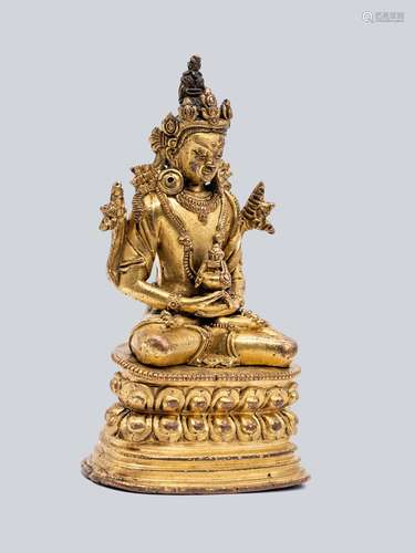 A Gilt Bronze Figure of Amitayus, Pala Revival Style, China, 17-18th Century.