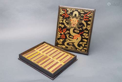 An Extremely Rare and Fine Imperial Ink Cakes Set in Original Luxury
Box, China, Qing Dynasty.