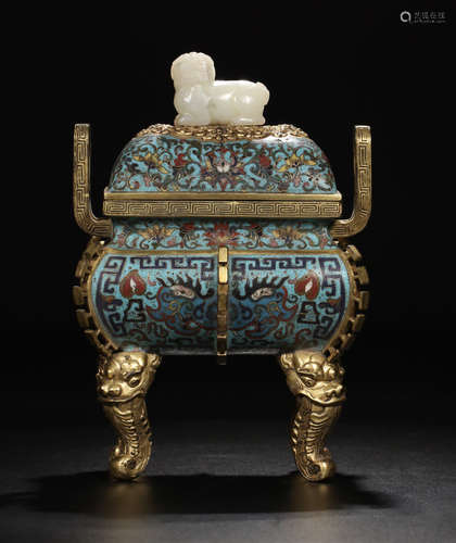 A CLOISONNE WRAPPED FLORAL PATTERN CENSER