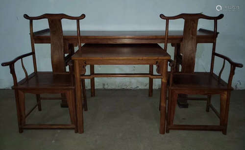 SET HUANGHUALI WOOD CARVED CHAIR AND TABLE