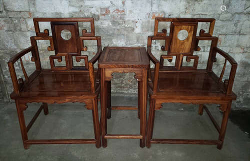 SET HUANGHUALI WOOD CARVED CHAIR AND TABLE