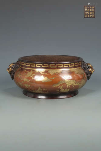 A BRONZE CASTED AUSPICIOUS PATTERN CENSER