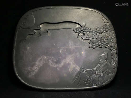 A DUAN STONE CARVED ICE PATTERN INK SLAB