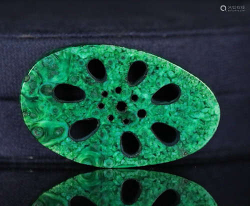 A QIUJIAO CARVED LOTUS ROOT TABLETS SHAPED PENDANT