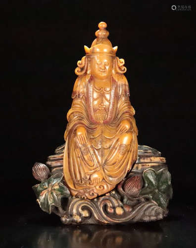 A TIANHUANG STONE CARVED GUANYIN BUDDHA