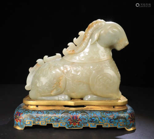 A HETIAN JADE CARVED SHEEP SHAPED CENSER