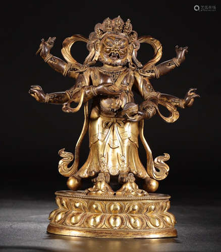 A TIBETAN GILT BRONZE HUFA BUDDHA