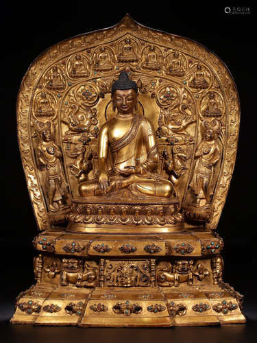 A GILT BRONZE AMITABHA BUDDHA