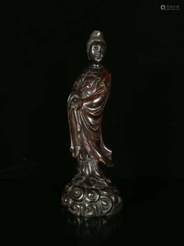 A CHENXIANG WOOD CARVED GUANYIN BUDDHA