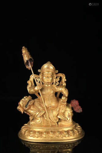 A TIBETAN GILR BRONZE WEALTH BUDDHA