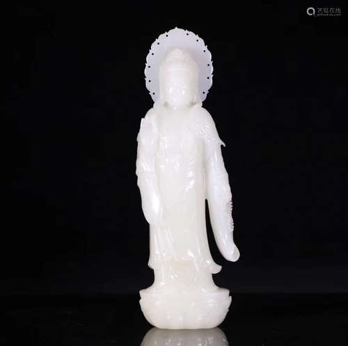 A HETIAN JADE GUANYIN FIGURE