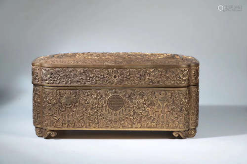 A GILT BRONZE FLORAL PATTERN BOX