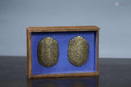 PAIR GILT BRONZE MOLDED PENDANTS