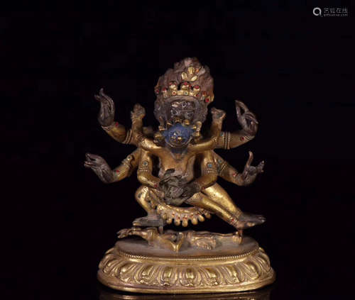 A GILT BRONZE DAWEIDE JINGANG BUDDHA