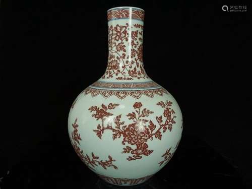 An Underglaze Copper Red Porcelain Vase