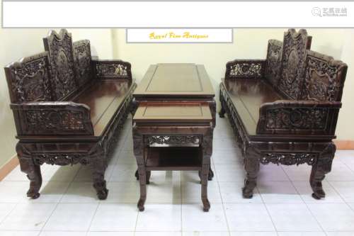 A Set of Five Hongmu Table and Chairs