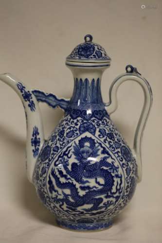 An Exquisite Blue and White Dragon Teapot