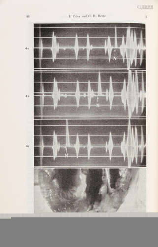 Archive of 25 publications on the development of echocardiography (15 inscribed and/or autographed by Edler or Hertz). THE INTRODUCTION AND EARLY APPLICATION OF ECHOCARDIOGRAPHY. EDLER, INGE; AND C. HELLMUTH HERTZ.