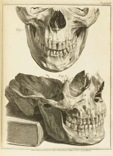 The Natural History of the Human Teeth: Explaining their Structure, Use, Formation, Growth & Diseases.  WITH: A Practical Treatise on the Diseases of the Teeth Intended as a Supplement to the Natural History of Those Parts. London: Printed for J. Johnson, 1778. HUNTER, JOHN. 1728-1793.