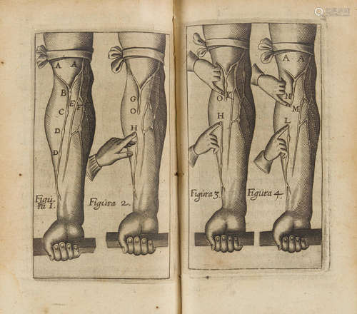 Exercitationes anatomicae de motu cordis & sanguinis circulatione.  Cum duplici indice capitum & rerum. Accessit dissertatio de corde  [by Jacob de Back]. Rotterdam: Arnold Leers, 1654. HARVEY, WILLIAM. 1578-1657.