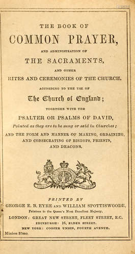 The Book of Common Prayer, and Administration of the Sacraments, and other Rites and Ceremonies of the Church, According to the Use of the Church of England. London: George E.B. Eyre and William Spottiswoode, [1883]. [OSLER, WILLIAM. 1849-1919.]