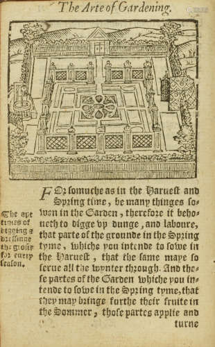 The proffitable Arte of Gardening. London: Thomas Marshe, 1568. HILL, THOMAS. FL. 1590.