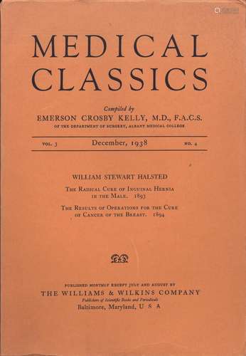 Group of 57 offprints and 3 biographical works, comprising:  HALSTED, WILLIAM S. 1852-1922.