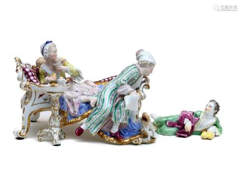 MEISSEN PORCELAIN GROUP A LOVER DISCOVERED