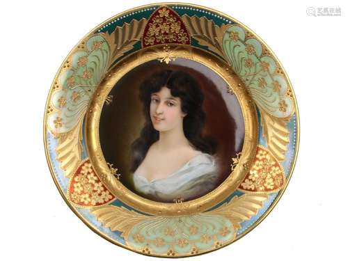 A ROYAL VIENNA HAND PAINTED PORTRAIT PLATE