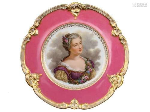 ROYAL VIENNA PORCELAIN PLATE MADAME DE PARABERE