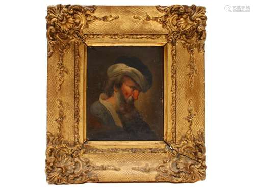 OIL ON WOOD PAINTING OF A JEWISH MAN, 19TH CEN.