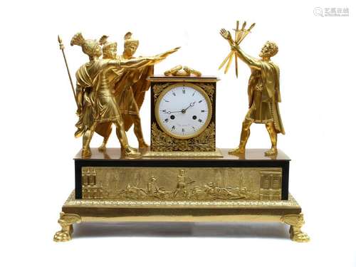 GILT BRONZE MANTEL CLOCK SIGNED LEROY HGER DU ROI