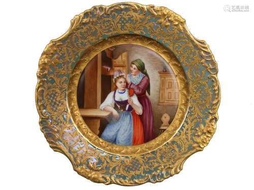 A DRESDEN HAND PAINTED BRAUTSCHMUCKUNG PLATE