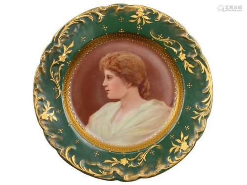 ANTIQUE ROYAL VIENNA A/S HP PORTRAIT PLATE