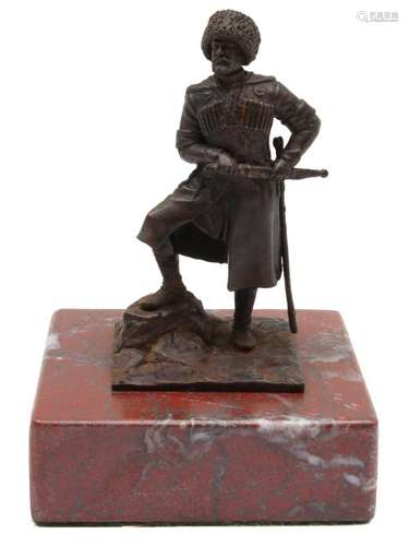 RUSSIAN BRONZE STATUE OF CHECHEN WARRIOR SHAMIL