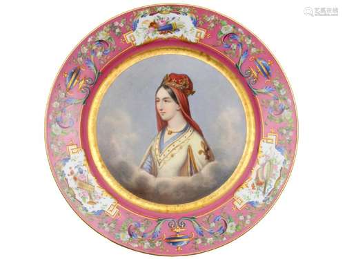 ANTIQUE SEVRES HAND PAINTED PORTRAIT PLATE #2