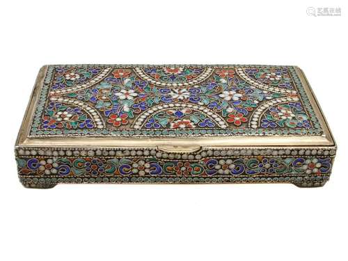 IMPERIAL RUSSIAN ENAMEL GILT SILVER BOX, 19TH CEN