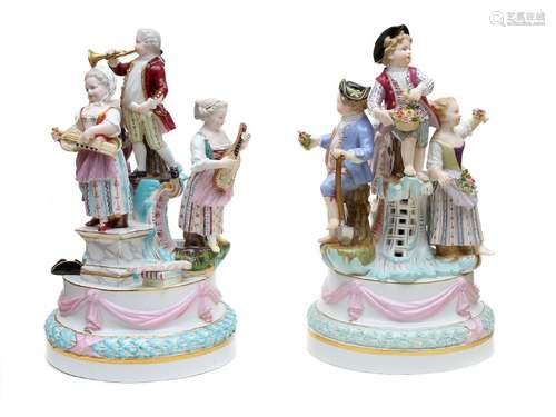 MEISSEN 19TH CENTURY PORCELAIN REVELRY GROUPS