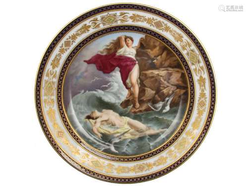 ROYAL VIENNA GILT HAND PAINTED PLATE HERO LEANDER