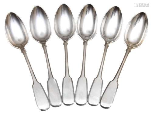 SET OF 6 TABLE OR SOUP SILVER RUSSIAN SPOONS